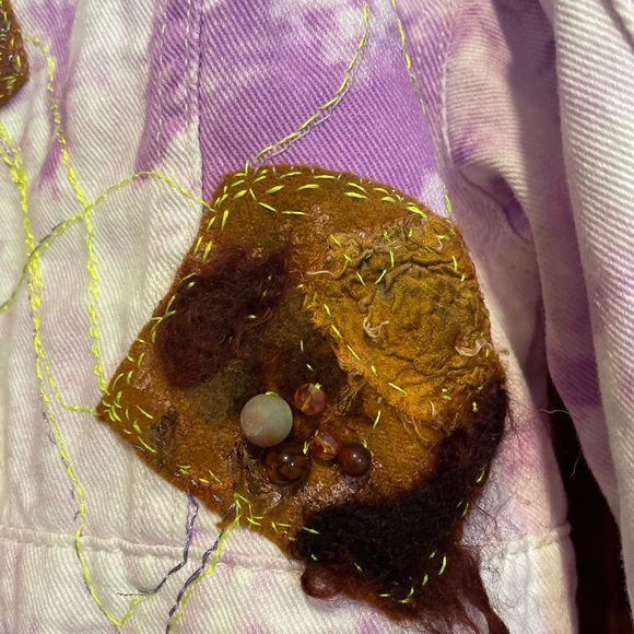 Hand embroidered + embellished jean style jacket - Picture 5 of 15